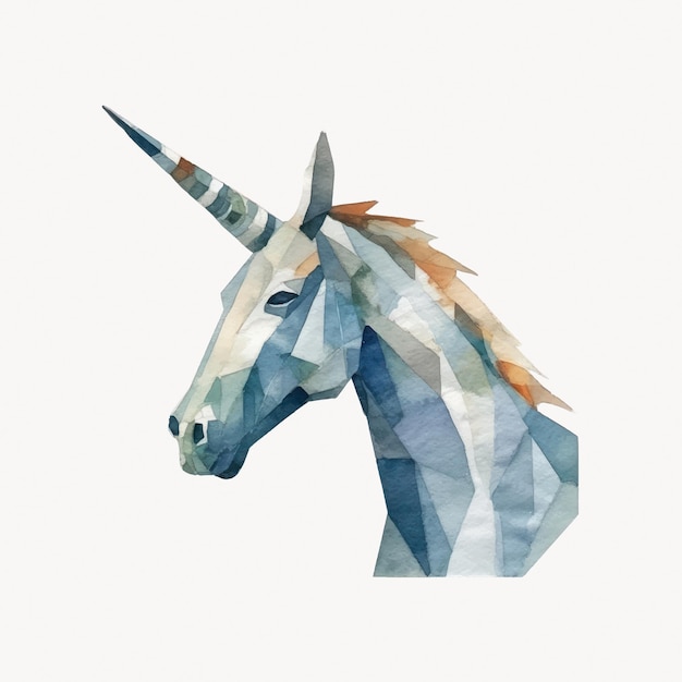 Geometric watercolor unicorn art