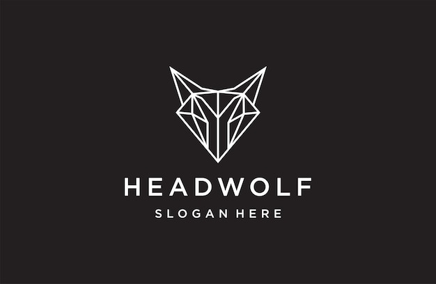 geometric Wolf head line art icon logo design vector