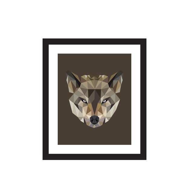 Vector geometric wolf head low poly wolf wall art