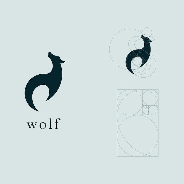 geometric wolf logo vector design