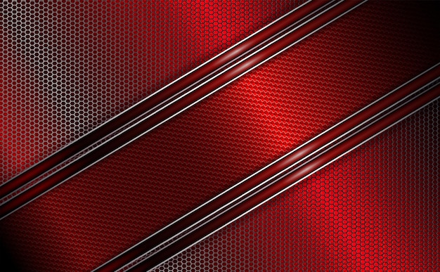 Geometrical design in red with a metal grille