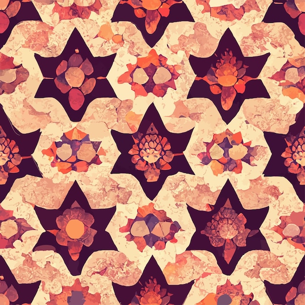 Geometrical floral seamless pattern geometric flowers kaleidoscope