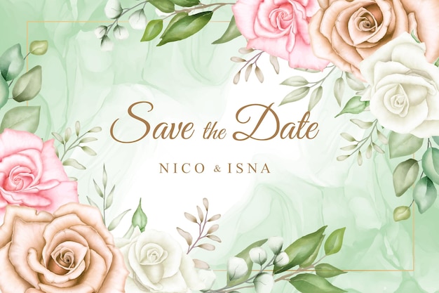 geometrical floral wedding invitation