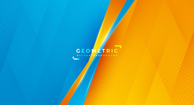 Geometry background with 3D style. Abstract background with a mix of blue and orange colors.