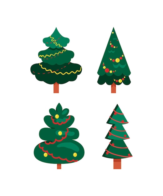 Geometry Christmas Trees in Flat Style