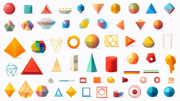 Vector geometry materials on white background