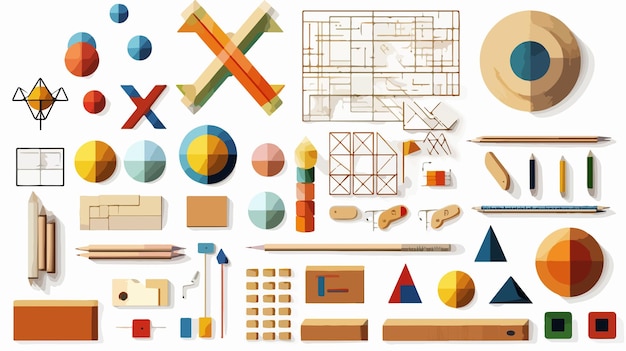 Vector geometry materials on white background