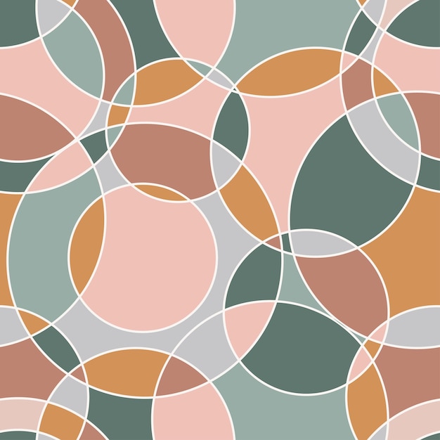 Geometry seamless pattern with decorative shapes in pastel colors. Neutral vector texture