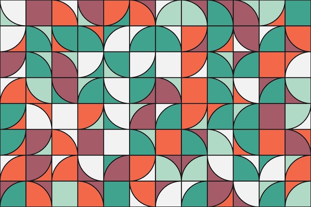 Geometry vivid semicircles tracery seamless pattern in retro style