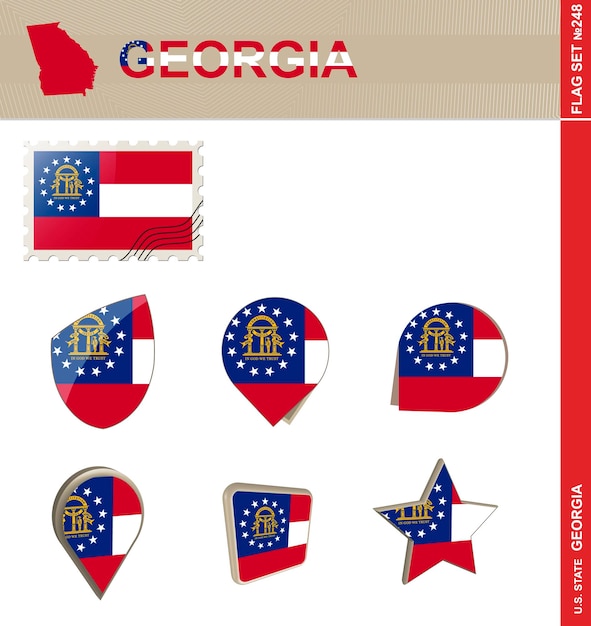 Georgia Flag Set US state Flag Set 248 Vector