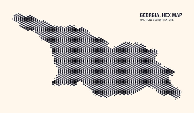 Georgia Map Vector Hexagonal Half Tone Pattern Isolated On Light Background