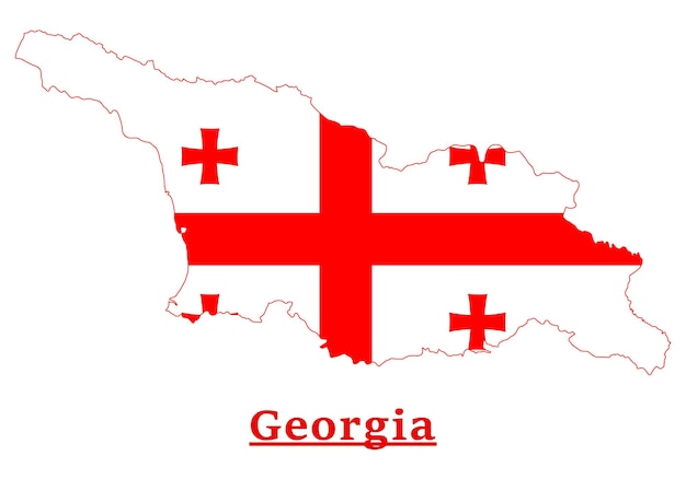 Georgia National Flag Map Design, Illustration Of Georgia Country Flag Inside The Map