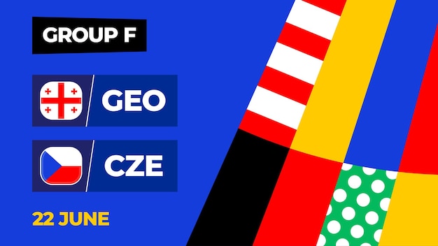 Georgia vs Czechia football 2024 match versus 2024 group stage championship match versus teams intro sport background championship competition