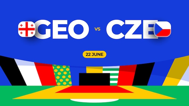 Georgia vs Czechia football 2024 match versus 2024 group stage championship match versus teams intro sport background championship competition