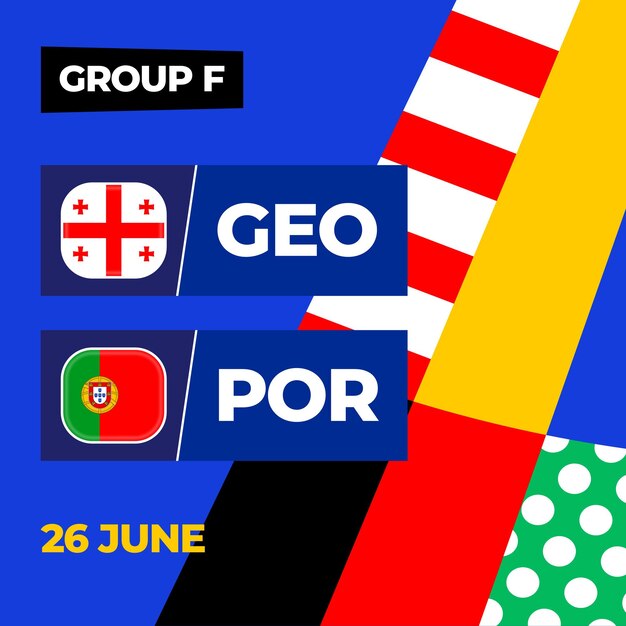 Georgia vs Portugal football 2024 match versus 2024 group stage championship match versus teams intro sport background championship competition