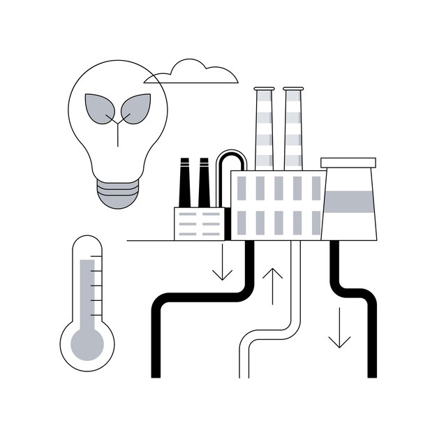 Vector geothermal energy abstract concept vector illustration