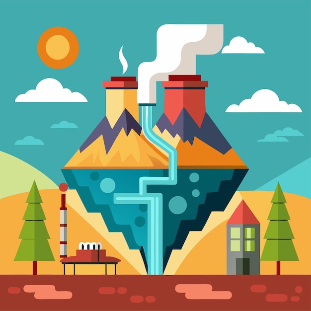 Vector geothermal energy clipart vector art and illustration