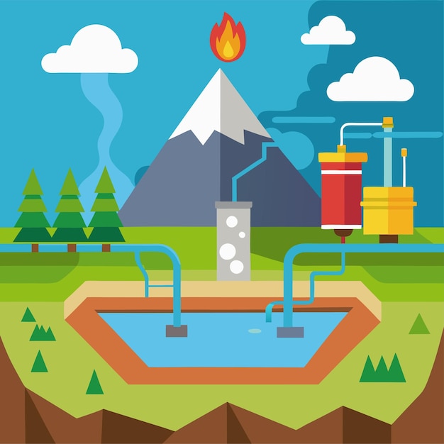 geothermal energy clipart vector art and illustration