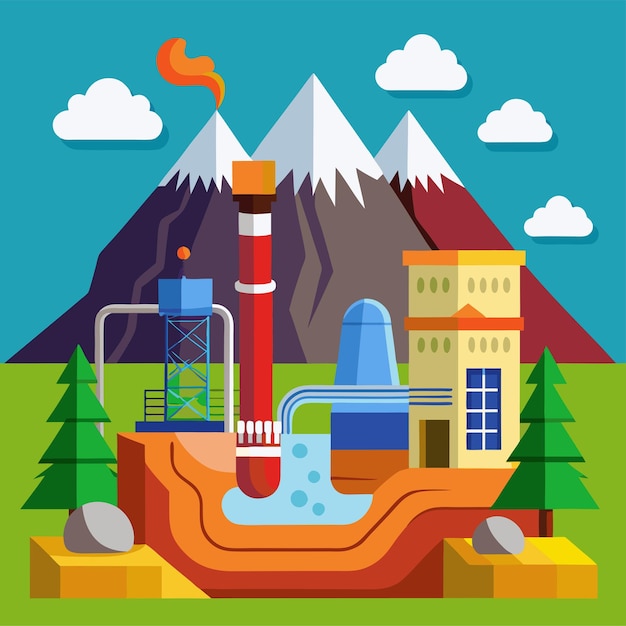 geothermal energy clipart vector art and illustration