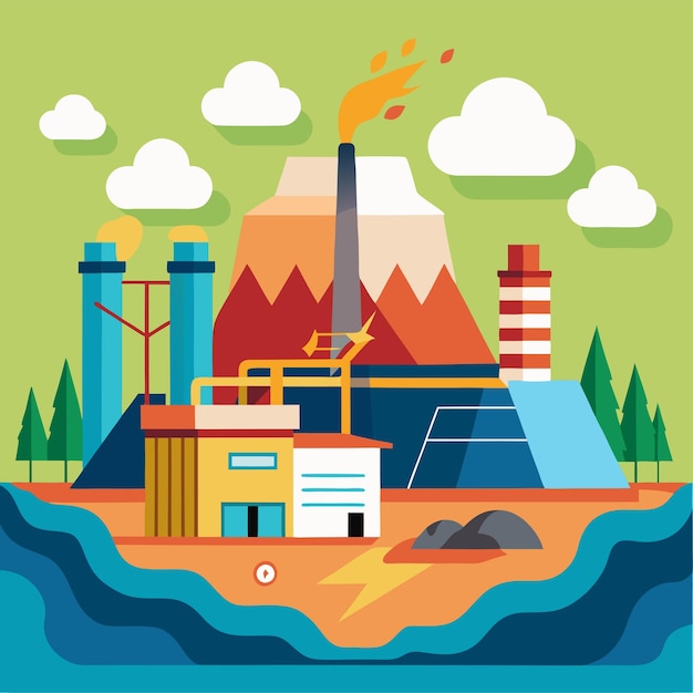 Vector geothermal energy clipart vector art and illustration