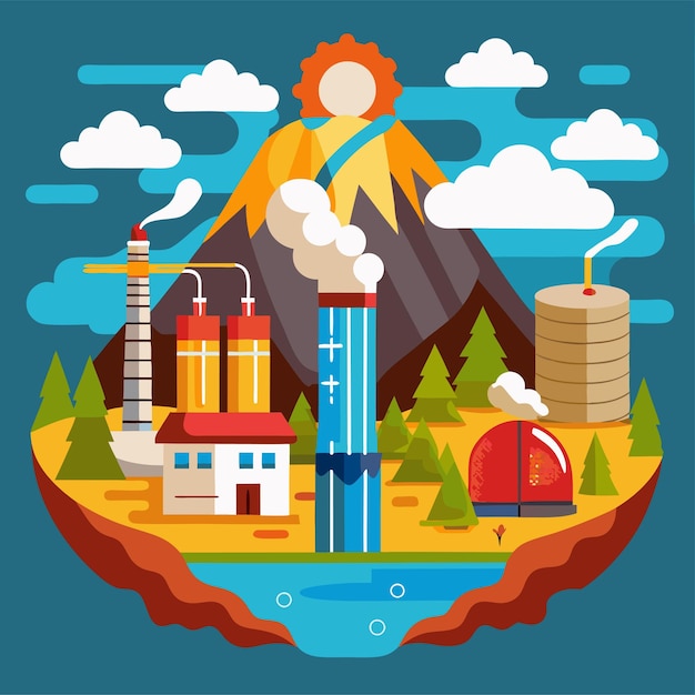 geothermal energy clipart vector art and illustration