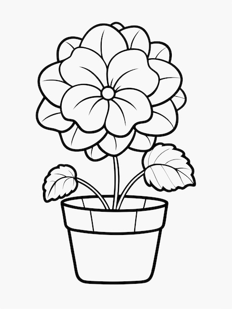 Vector geranium basket flower colouring book pages for children and adults with vector design