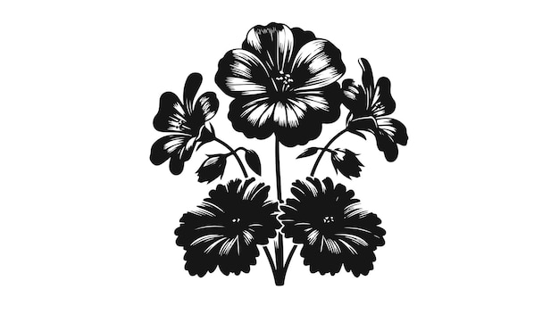 Vector geranium flower silhouette vector illustration