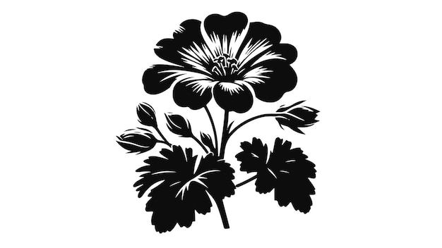 Vector geranium flower silhouette vector illustration