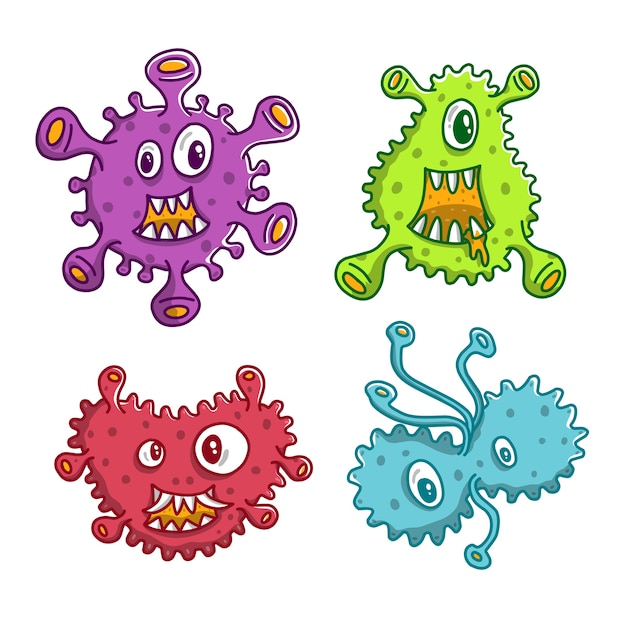 Germ viruses character set drawing