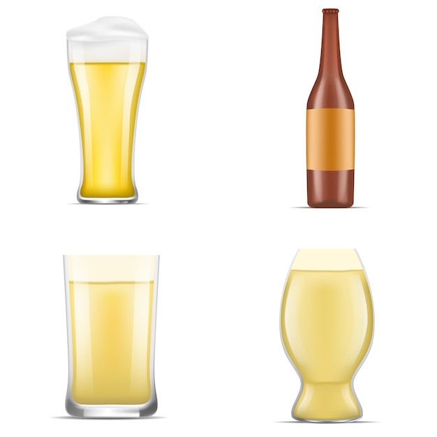 German beer icon set. Realistic set of german beer vector icons for web design isolated on white background