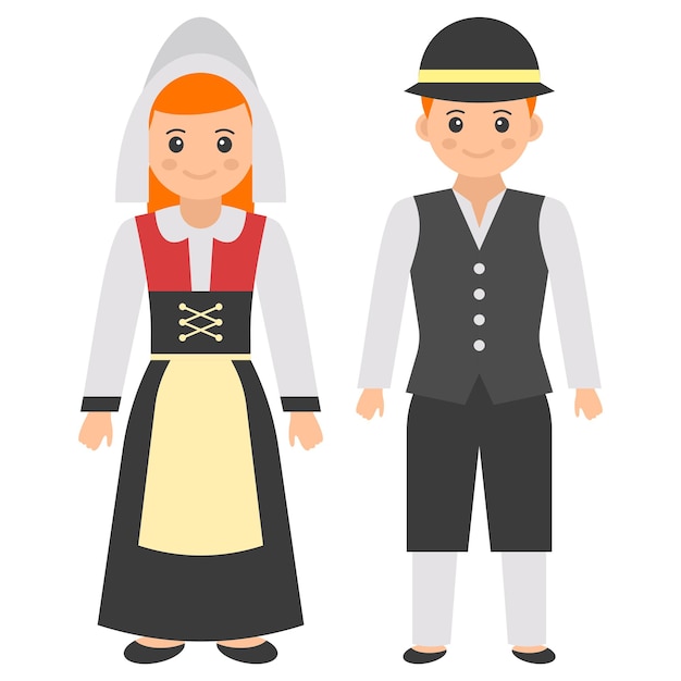 German couple standing together Concept Lederhosen Bavarian vector design World Indigenous Peoples