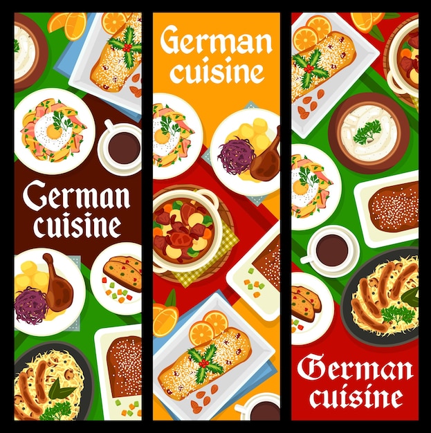 German cuisine restaurant food vector banners