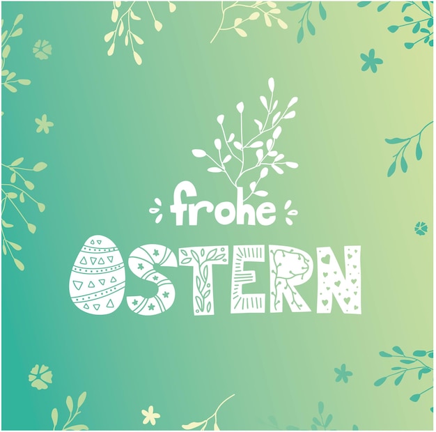 Vector german easter postcard. colorful spring poster or banner. frohe ostern.