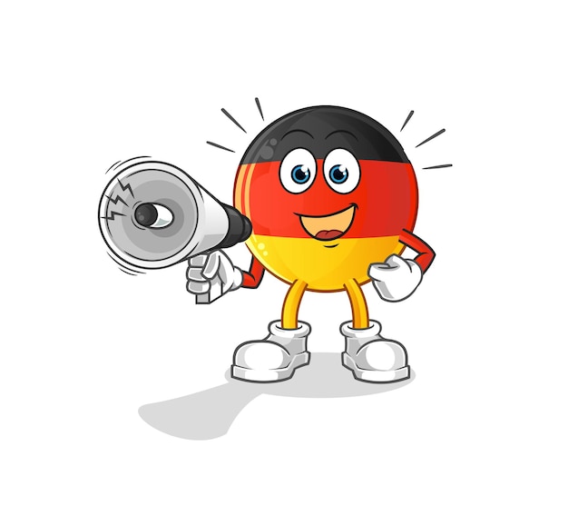 German flag holding hand loudspeakers vector. cartoon character