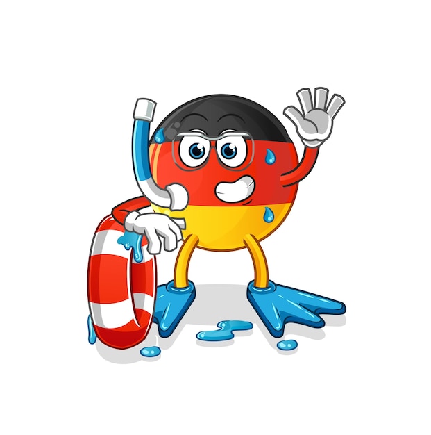 German flag swimmer with buoy mascot. cartoon vector