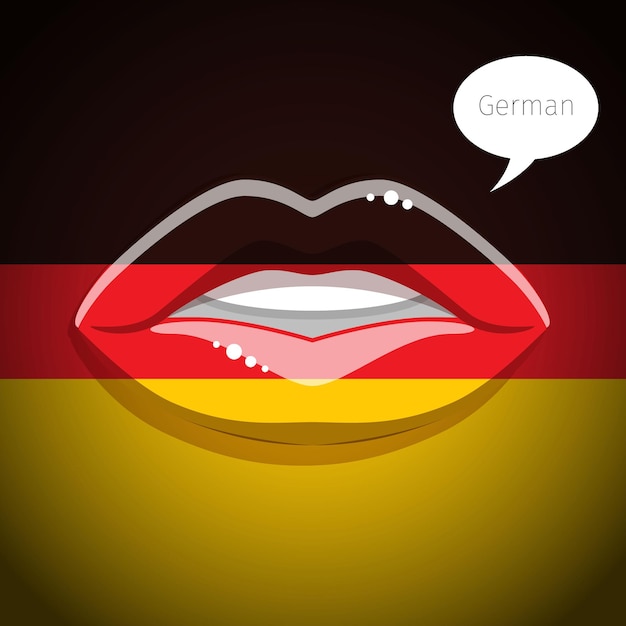 German language concept. Glamour lips with make-up of the  German flag