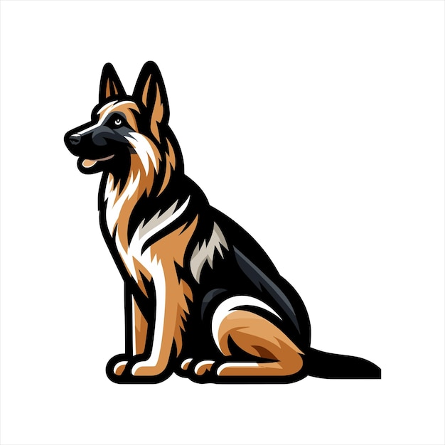 Vector german shepherd color peeking dogs color image of a dogs head isolated on a white background dog p