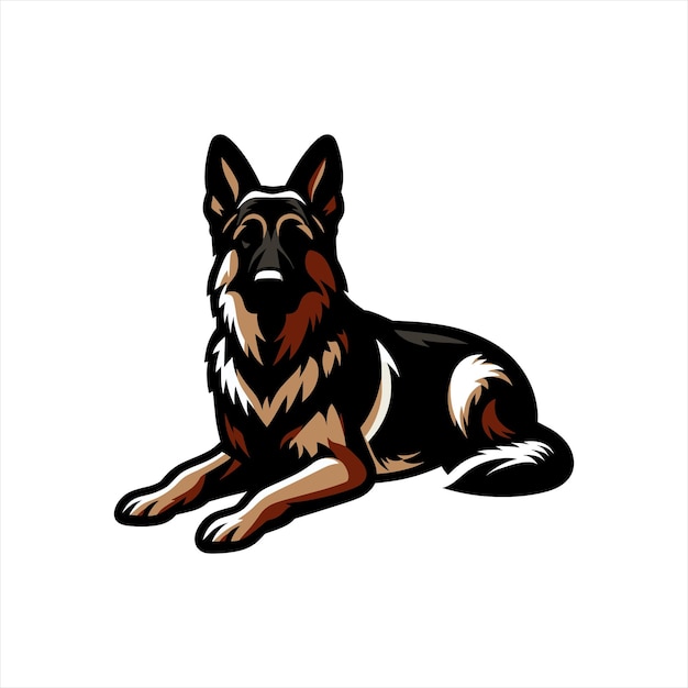 Vector german shepherd color peeking dogs color image of a dogs head isolated on a white background dog p