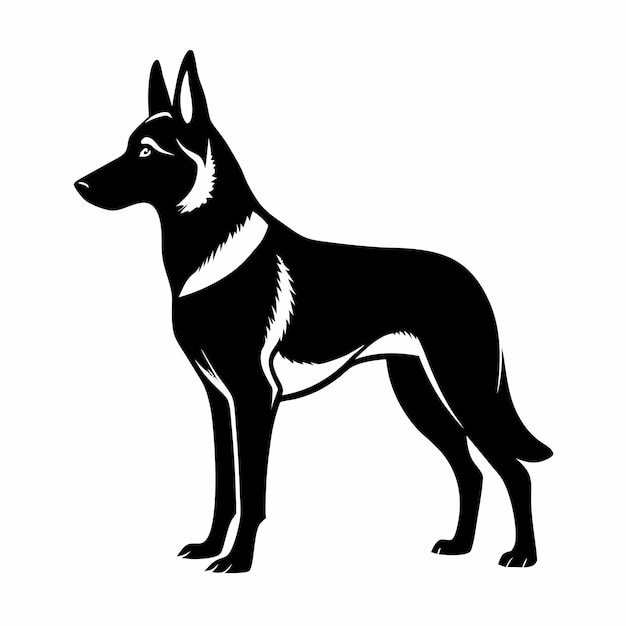 a German Shepherd dog The dog is standing on all fours and is facing toward