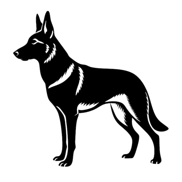 a German Shepherd dog The dog is standing on all fours and is facing toward