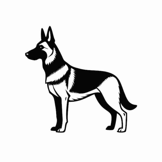 Vector a german shepherd dog the dog is standing on all fours and is facing toward