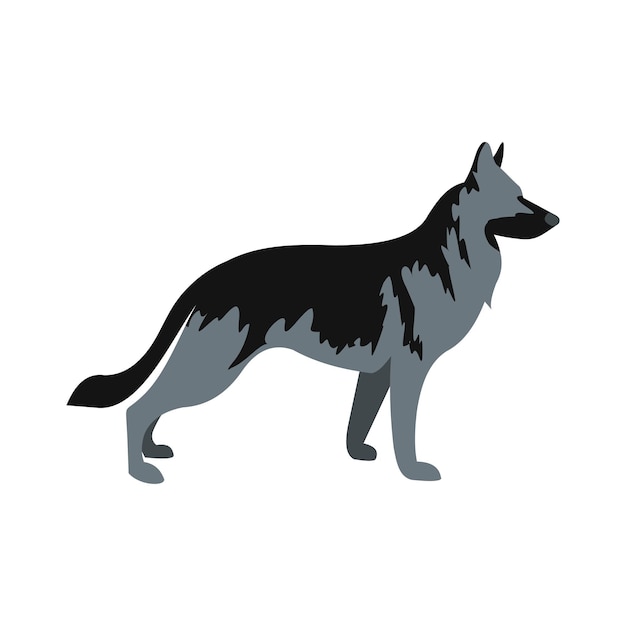 German Shepherd dog icon in flat style isolated on white background