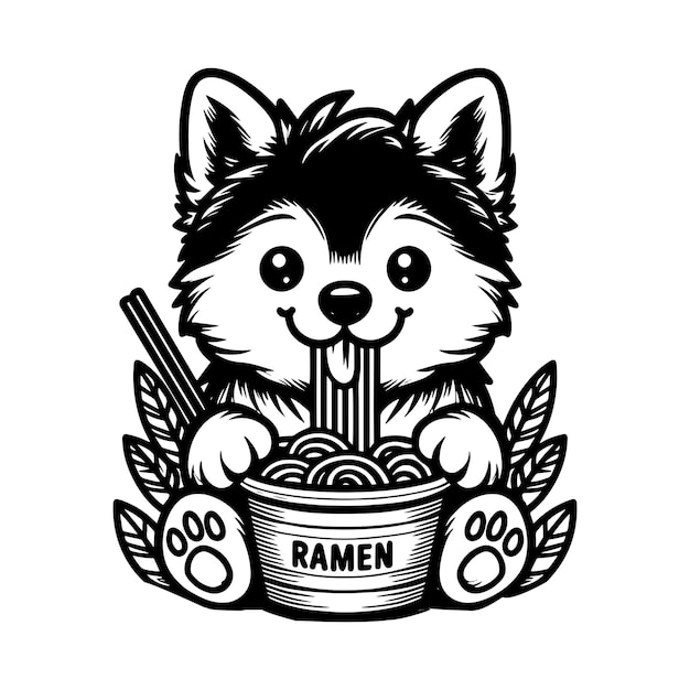 Vector german shepherd dog ramen