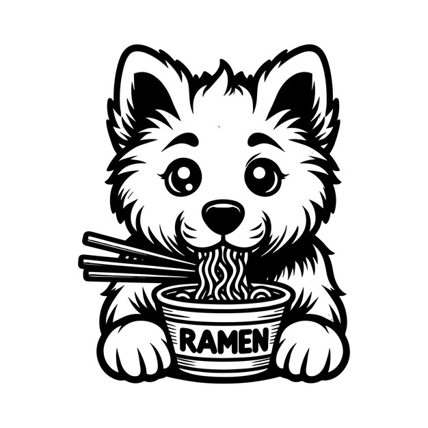 Vector german shepherd dog ramen