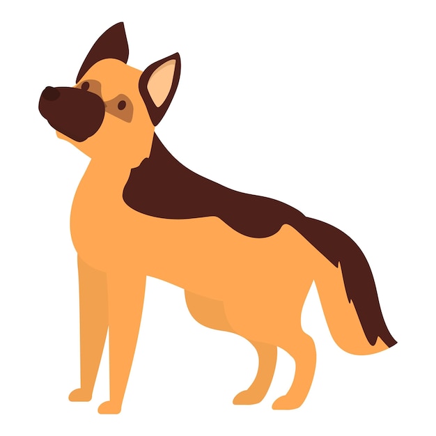 Vector german shepherd dog standing and looking up side view