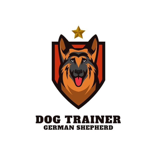 German shepherd dog trainer mascot logo