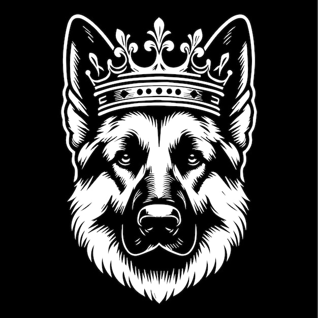 German Shepherd Head wearing crown logo design