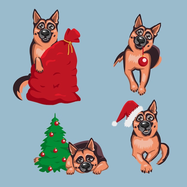 A German Shepherd and wolfhound Christmas set