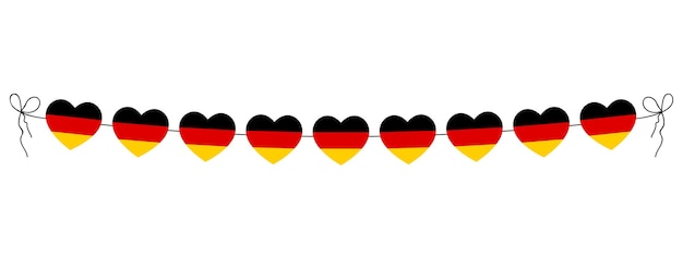 German Unity Day flag of Germany hearts garland string of hearts for outdoor party decoration vector illustration