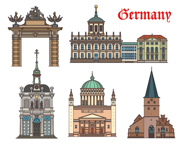 Vector germany churches cathedrals in potsdam and bonn